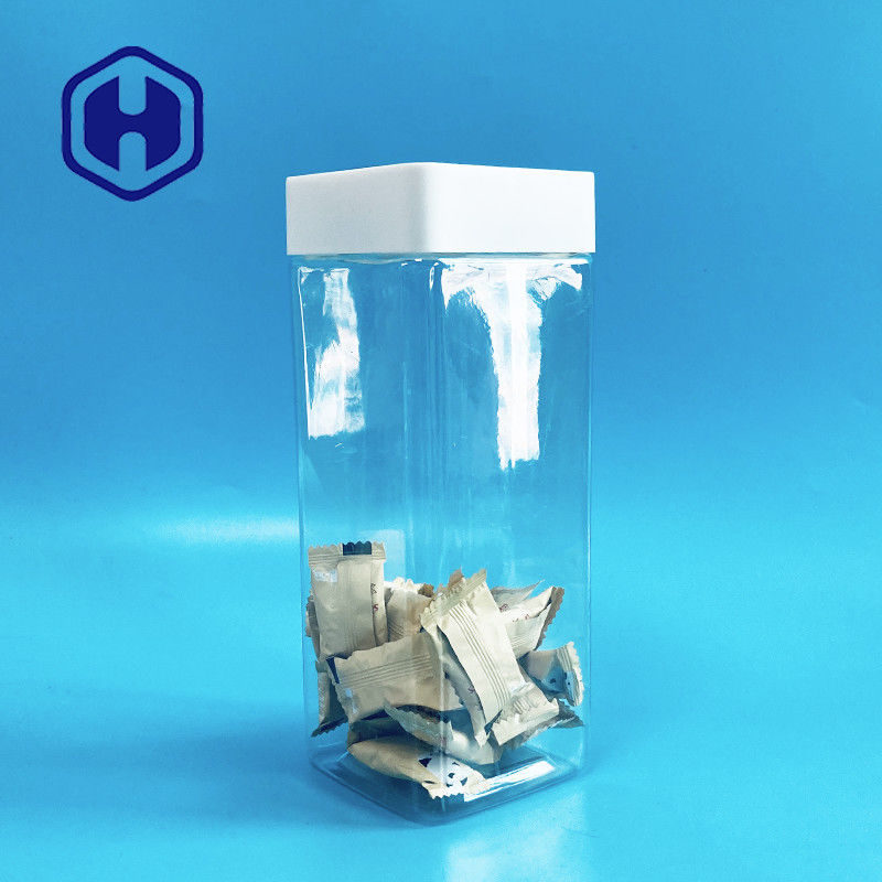 1140ml স্কয়ার প্লাস্টিকের জার স্ক্রু টপ সুইট বার ফুড গ্রেড উইথ লাইনার লিক প্রুফ