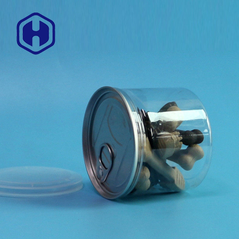 শুকনো খাবারের সস এবং মশলা জন্য সহজ খোলা শেষ সহ স্বচ্ছ পিইটি প্লাস্টিকের ক্যান