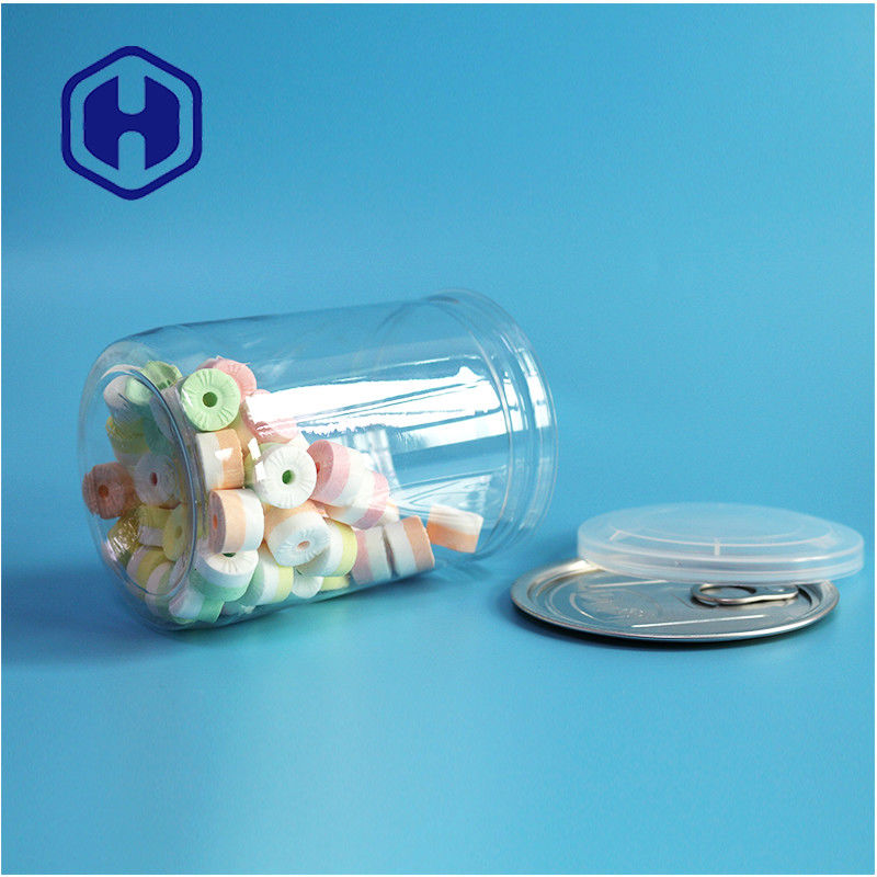 500ml 17oz সুপারমার্কেট প্যাকেজিং স্বচ্ছ পিইটি প্লাস্টিকের ক্যান সহজে খোলা অ্যালুমিনিয়াম শেষ