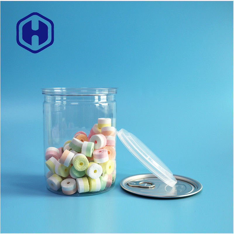 500ml 17oz সুপারমার্কেট প্যাকেজিং স্বচ্ছ পিইটি প্লাস্টিকের ক্যান সহজে খোলা অ্যালুমিনিয়াম শেষ