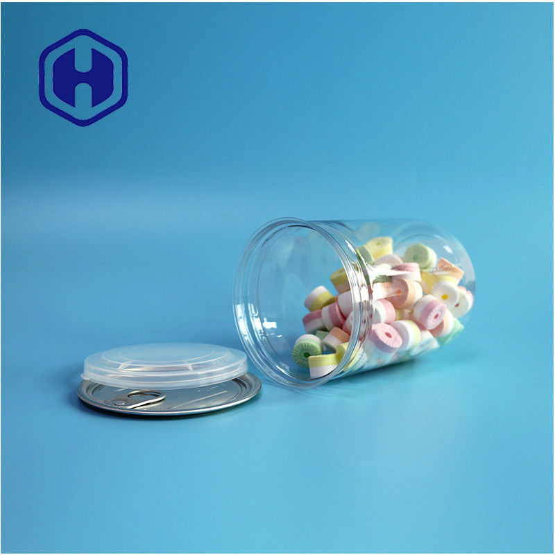 500ml 17oz সুপারমার্কেট প্যাকেজিং স্বচ্ছ পিইটি প্লাস্টিকের ক্যান সহজে খোলা অ্যালুমিনিয়াম শেষ