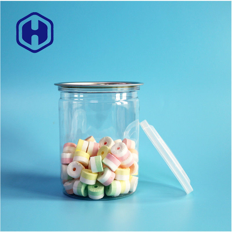 500ml 17oz সুপারমার্কেট প্যাকেজিং স্বচ্ছ পিইটি প্লাস্টিকের ক্যান সহজে খোলা অ্যালুমিনিয়াম শেষ