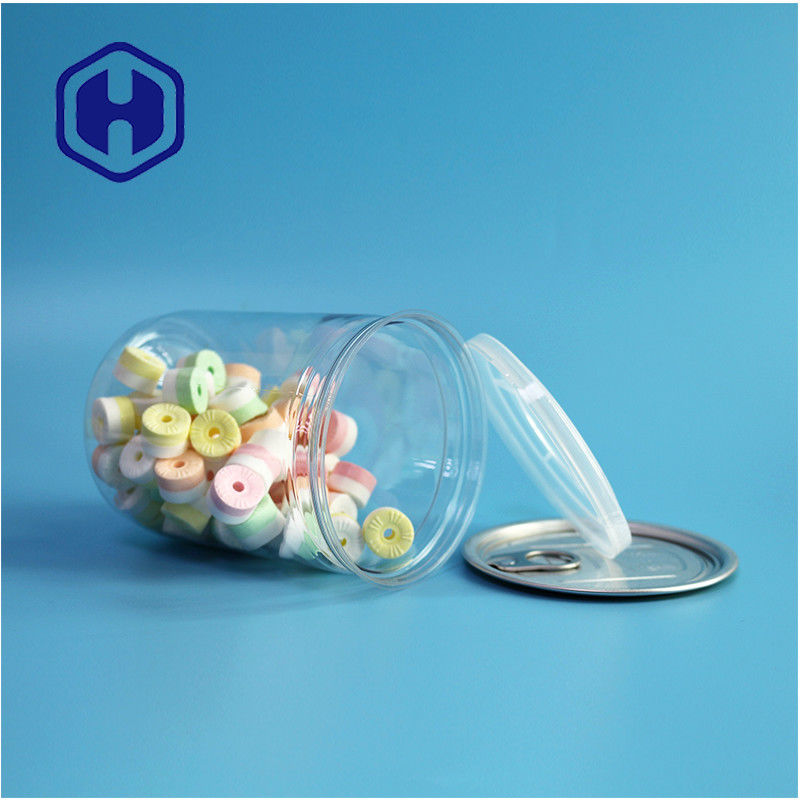 500ml 17oz সুপারমার্কেট প্যাকেজিং স্বচ্ছ পিইটি প্লাস্টিকের ক্যান সহজে খোলা অ্যালুমিনিয়াম শেষ