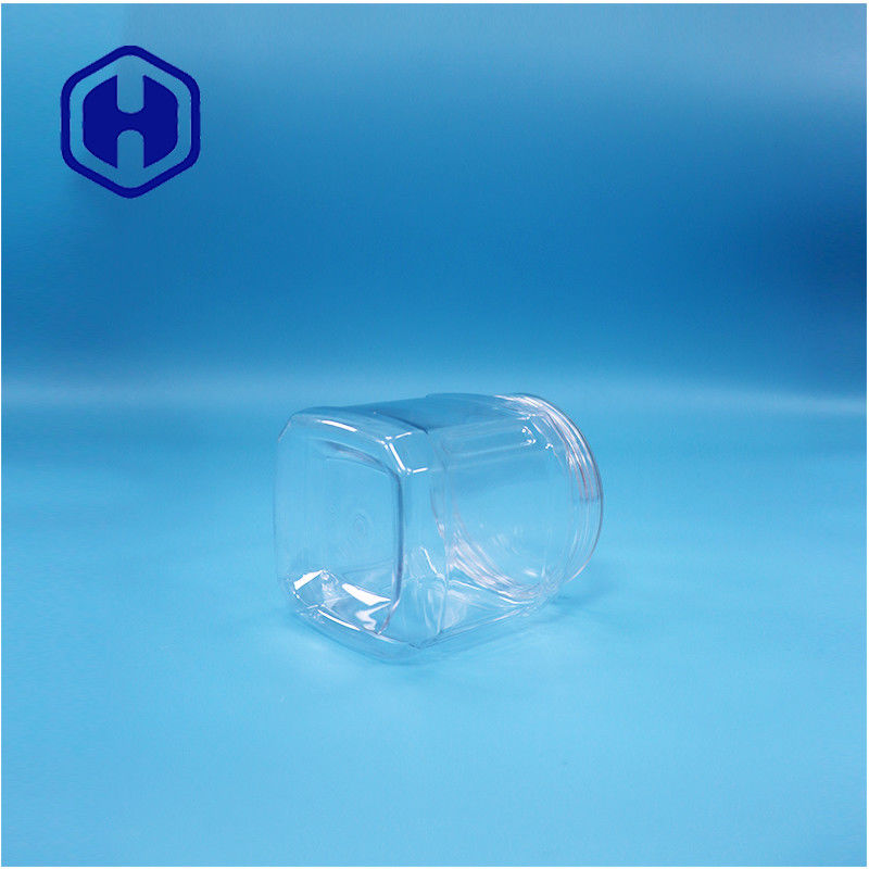 স্বচ্ছ স্কয়ার পিইটি প্লাস্টিক খাদ্য বাদাম চিনি মিষ্টি মাখনের গাম কুকিজ ওট টুইস্ট জার