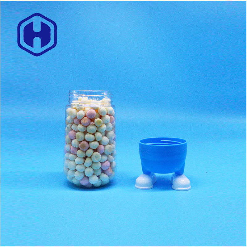 অনন্য আকৃতির প্লাস্টিক খাদ্য গ্রেড মিষ্টি চিনি কুকিজ উপহার পরিষ্কার জার ফ্যান্সি স্ক্রু ঢাকনা