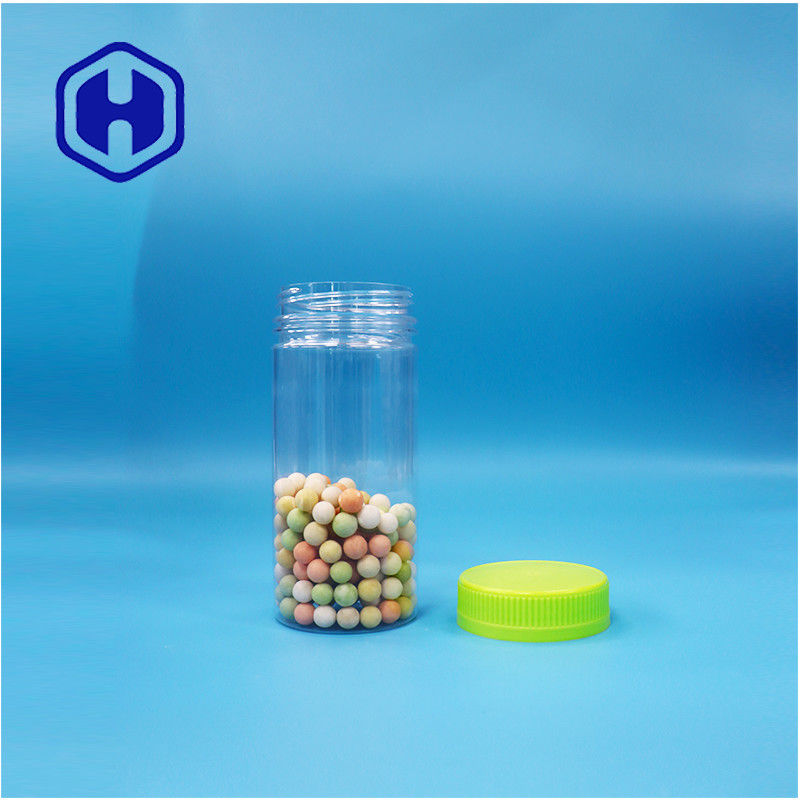 পরিষ্কার গোলাকার শুকনো খাদ্য প্লাস্টিকের উপহার মিষ্টি চিনি বাদাম পিইটি জার স্ক্রু শীর্ষ ঢাকনা