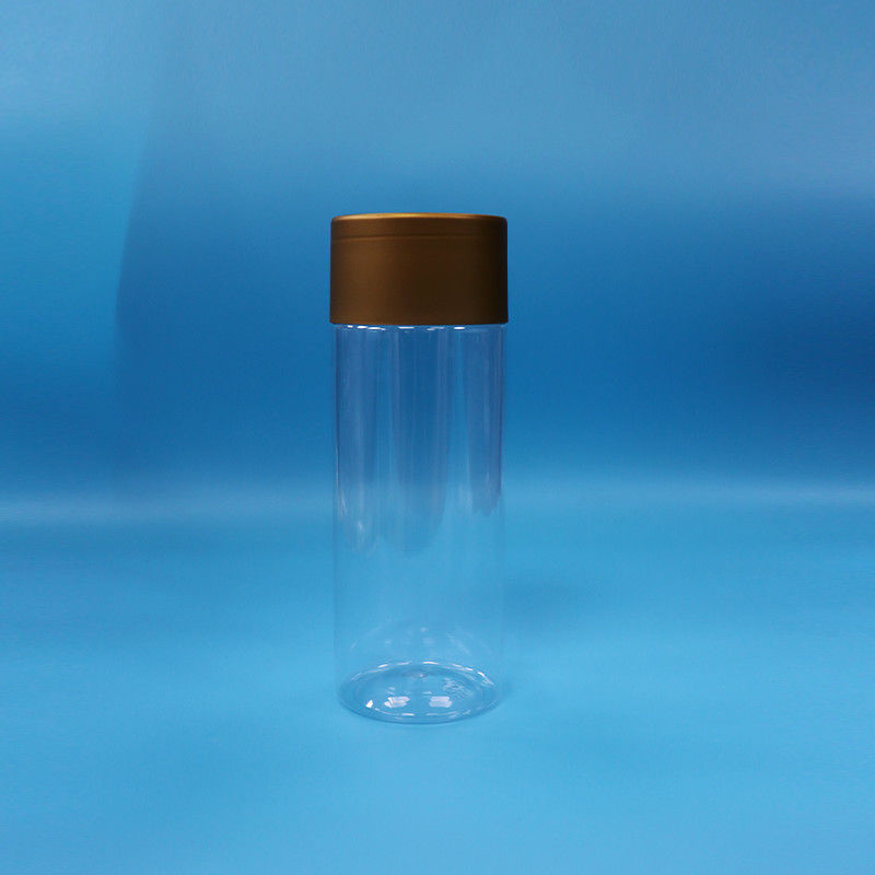 স্বচ্ছ পিইটি প্লাস্টিকের কুকিজ ক্যান্ডি বেবি ফুড হাই সিলিন্ডার গোলাকার ফুড জার স্ক্রু ক্যাপ