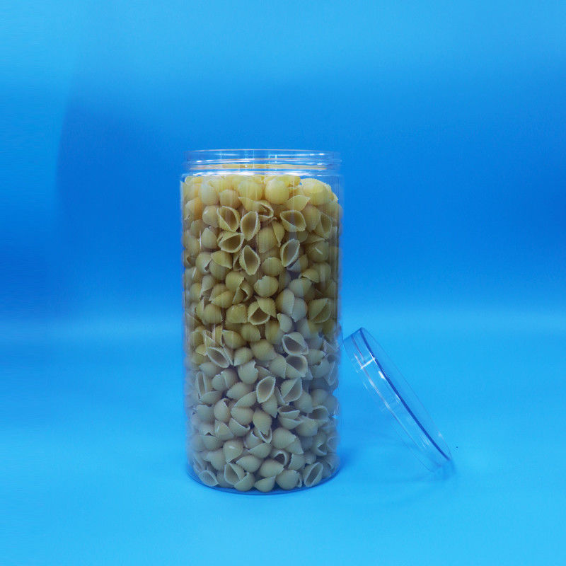 ফুড গ্রেড ক্লিয়ার পিইটি সিলিন্ডার গোলাকার প্লাস্টিকের মিষ্টি কুকি ফুড জার স্ক্রু ক্লিয়ার ক্যাপ