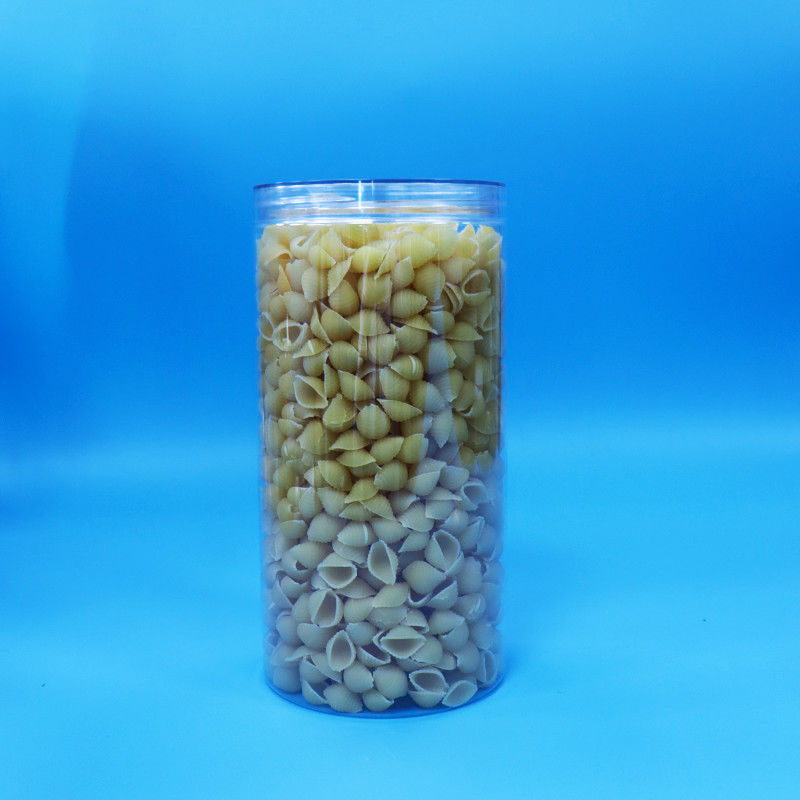 ফুড গ্রেড ক্লিয়ার পিইটি সিলিন্ডার গোলাকার প্লাস্টিকের মিষ্টি কুকি ফুড জার স্ক্রু ক্লিয়ার ক্যাপ