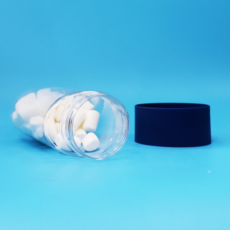 খাদ্য গ্রেড ডিম্বাকৃতির স্বচ্ছ প্লাস্টিকের PET কুকিজ বাদাম ক্যান্ডি জার, টেম্পার প্রুফ ক্যাপ