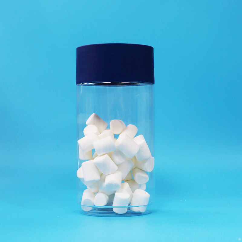 খাদ্য গ্রেড ডিম্বাকৃতির স্বচ্ছ প্লাস্টিকের PET কুকিজ বাদাম ক্যান্ডি জার, টেম্পার প্রুফ ক্যাপ