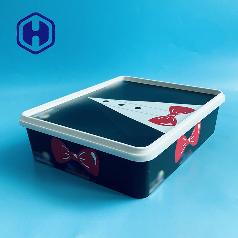 আয়তক্ষেত্র IML প্লাস্টিক পাত্রে ক্রিসমাস প্রেজেন্ট হলিডে গিফট বক্স কোট জ্যাকেট স্কার্ট গ্লাভস টি - শার্ট প্যাকেজ