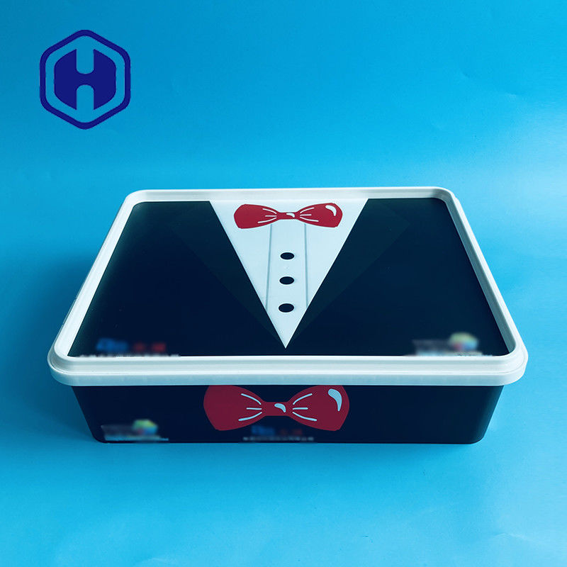 আয়তক্ষেত্র IML প্লাস্টিক পাত্রে ক্রিসমাস প্রেজেন্ট হলিডে গিফট বক্স কোট জ্যাকেট স্কার্ট গ্লাভস টি - শার্ট প্যাকেজ