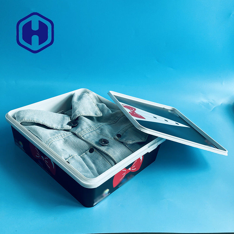 আয়তক্ষেত্র IML প্লাস্টিক পাত্রে ক্রিসমাস প্রেজেন্ট হলিডে গিফট বক্স কোট জ্যাকেট স্কার্ট গ্লাভস টি - শার্ট প্যাকেজ