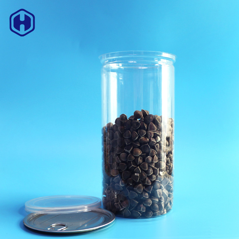 অ্যালুমিনিয়াম ঢাকনা পরিষ্কার প্লাস্টিকের ক্যান লম্বা উচ্চ 1380ml 401# পপ কর্ন প্যাকেজিং