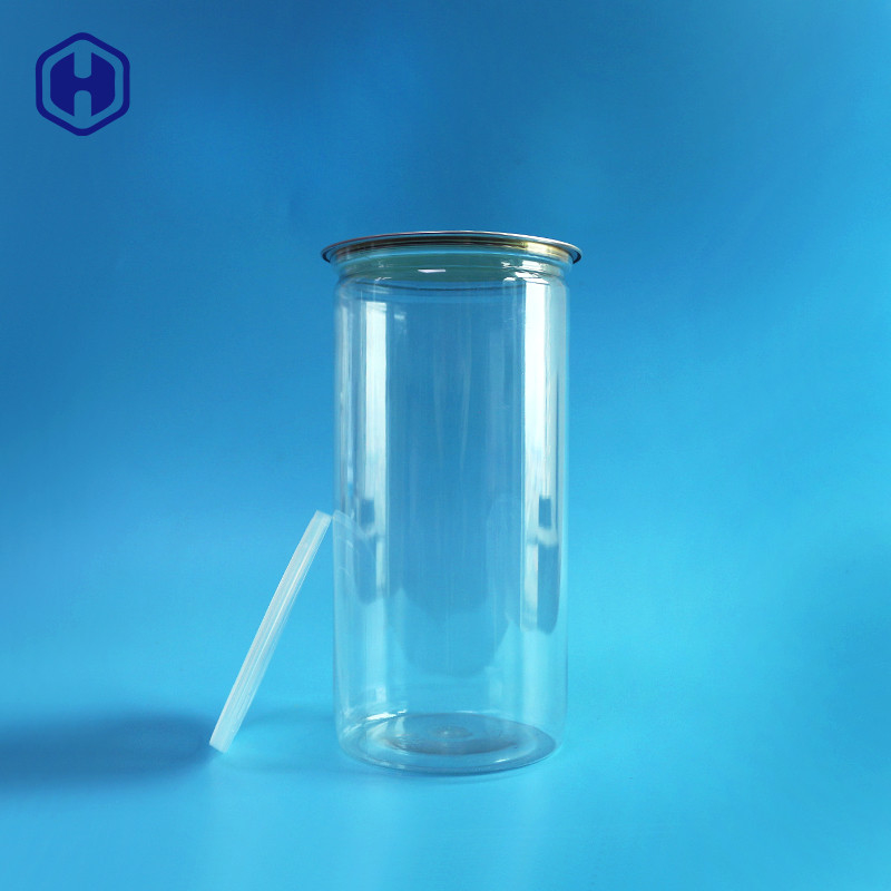 অ্যালুমিনিয়াম ঢাকনা পরিষ্কার প্লাস্টিকের ক্যান লম্বা উচ্চ 1380ml 401# পপ কর্ন প্যাকেজিং