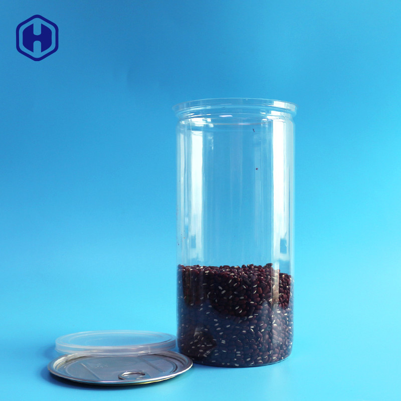 অ্যালুমিনিয়াম ঢাকনা পরিষ্কার প্লাস্টিকের ক্যান লম্বা উচ্চ 1380ml 401# পপ কর্ন প্যাকেজিং