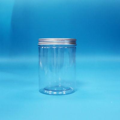 ক্যান্ডি কুকিজ শিশুর খাবার স্বচ্ছ সিলযোগ্য পিইটি প্লাস্টিকের বৃত্তাকার জার অ্যালুমিনিয়াম কভার