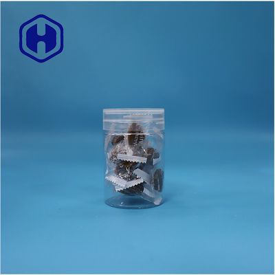 গোলাকার আকৃতির স্বচ্ছ প্লাস্টিকের পিইটি মিষ্টি মিষ্টি বাদাম মরিচ জার ফ্ল্যাট স্ক্রু শীর্ষ ঢাকনা