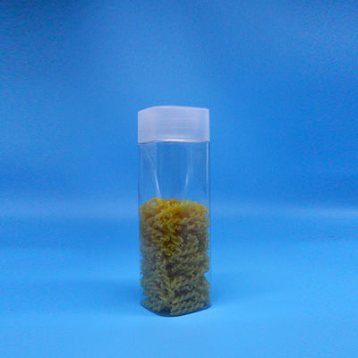 প্রশস্ত মুখ 600 মিলি স্ন্যাক ফুড ক্যান্ডি স্বচ্ছ স্কয়ার পিইটি প্লাস্টিকের জার সমতল শীর্ষ কভার