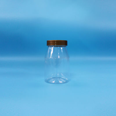 বৃত্তাকার প্রশস্ত মুখ লোডিং বিস্কুট মিষ্টি খাদ্য স্বচ্ছ পিইটি প্লাস্টিকের জার স্ক্রু ক্যাপ