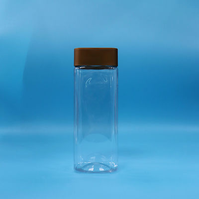 খালি স্বচ্ছ প্রশস্ত মুখ আয়তক্ষেত্রাকার পিইটি প্লাস্টিকের মিষ্টি বাদাম জার স্ক্রু ফ্ল্যাট ক্যাপ