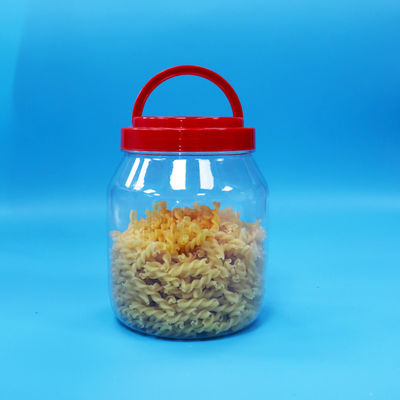 ক্যান্ডি কুকি ওয়াইড মুখ পিইটি ফুড গ্রেড স্বচ্ছ সিলিন্ডারিক জার স্ক্রু লাল ঢাকনা