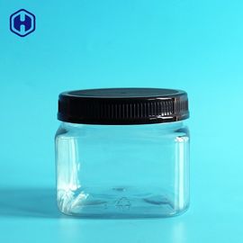 LET 420ML 14OZ সহ পরিষ্কার পিইটি প্লাস্টিকের গ্রিপ জারগুলি ক্যানড স্কয়ার প্লাস্টিকের জারগুলি