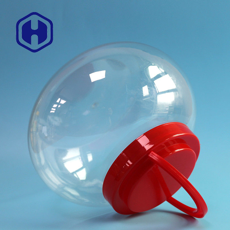 ঢাকনা সহ 3740ml 126oz বড় আচার গোলাকার পিইটি প্লাস্টিকের জার এবং উপহারের প্যাকেজিং হ্যান্ডেল