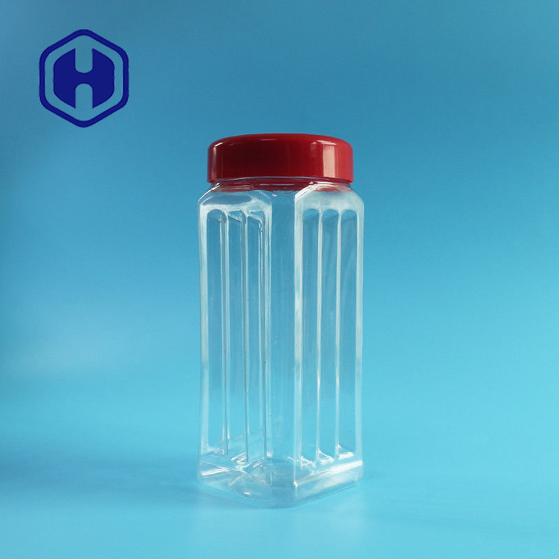 171mm উচ্চতা PET স্কয়ার জার বাল্ক বাদাম কাজু সুগন্ধি চা শুকনো সবজি 560ml প্লাস্টিক কভার