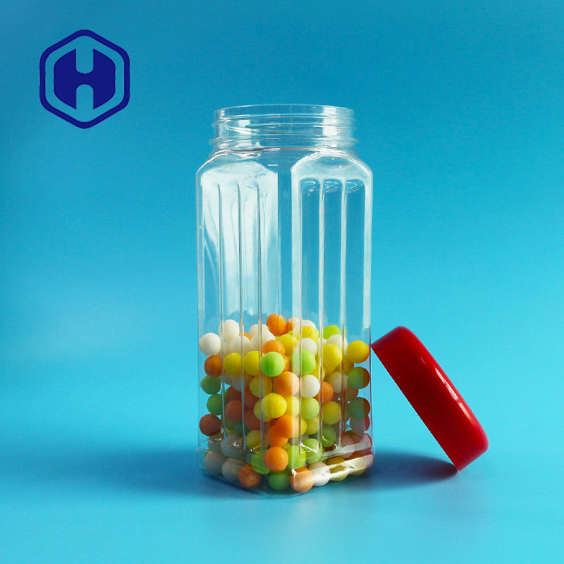 171mm উচ্চতা PET স্কয়ার জার বাল্ক বাদাম কাজু সুগন্ধি চা শুকনো সবজি 560ml প্লাস্টিক কভার