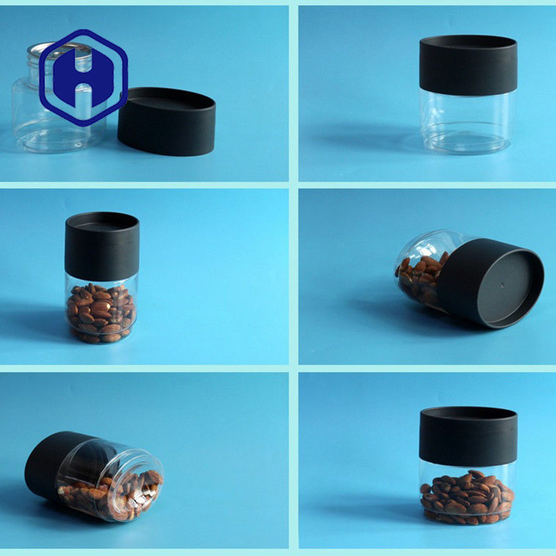 কাস্টম প্লাস্টিক প্যাকেজিং জার 13oz ফ্ল্যাট ওভাল টিন শুকনো ফল পিইটি স্টোরেজ কন্টেইনার