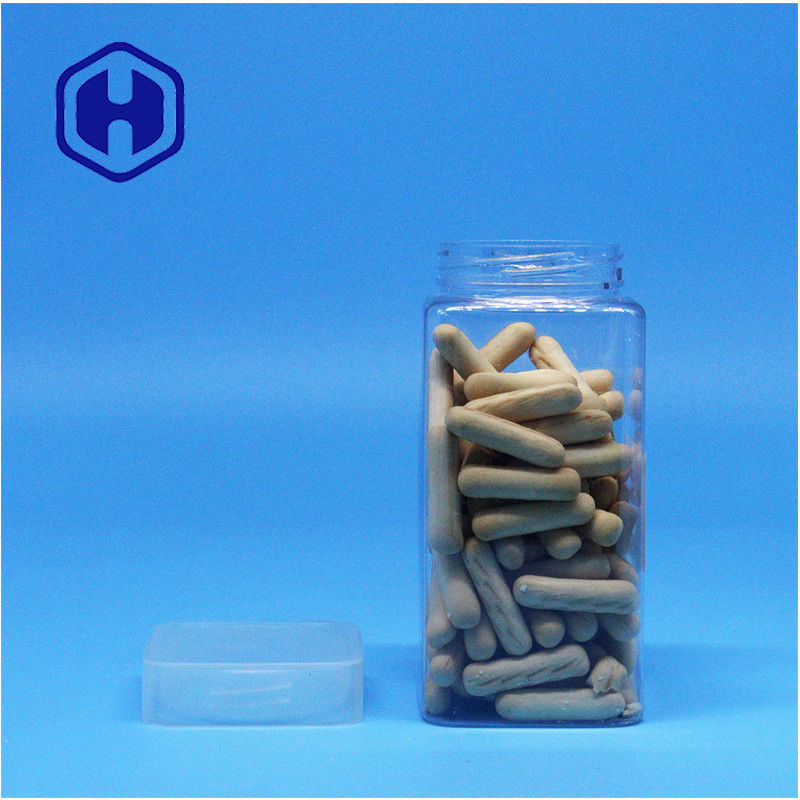 স্বচ্ছ স্কয়ার বাদাম মাখন জেলী চা পাতা নারকেল প্লাস্টিকের পিইটি জার সমতল স্ক্রু শীর্ষ ঢাকনা