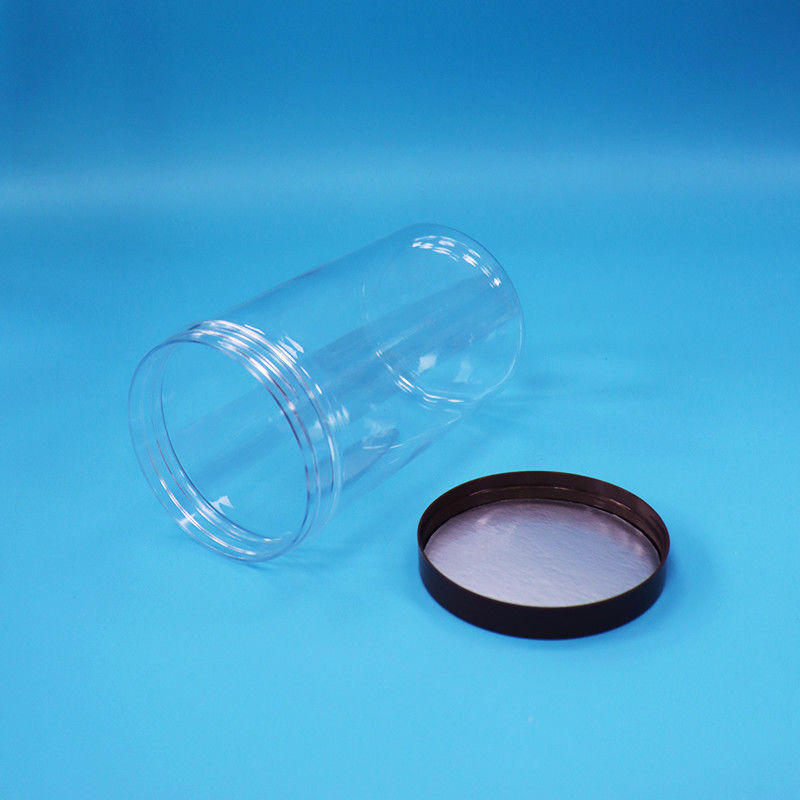 প্লাস্টিক গোলাকার স্বচ্ছ পিইটি স্ন্যাকস ফল খাদ্য মিষ্টি জার স্বাভাবিক স্ক্রু শীর্ষ ক্যাপ