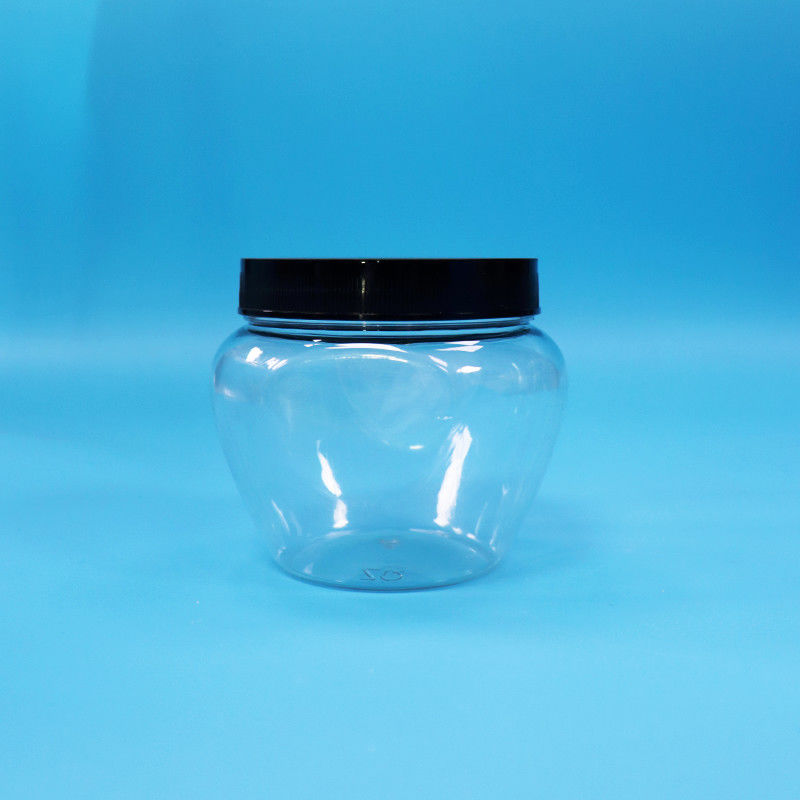 অনন্য আকৃতি পরিষ্কার সিল প্লাস্টিক পিইটি মিষ্টি খাদ্য কুকি জার প্লাস্টিক স্ক্রু ফ্ল্যাট ঢাকনা