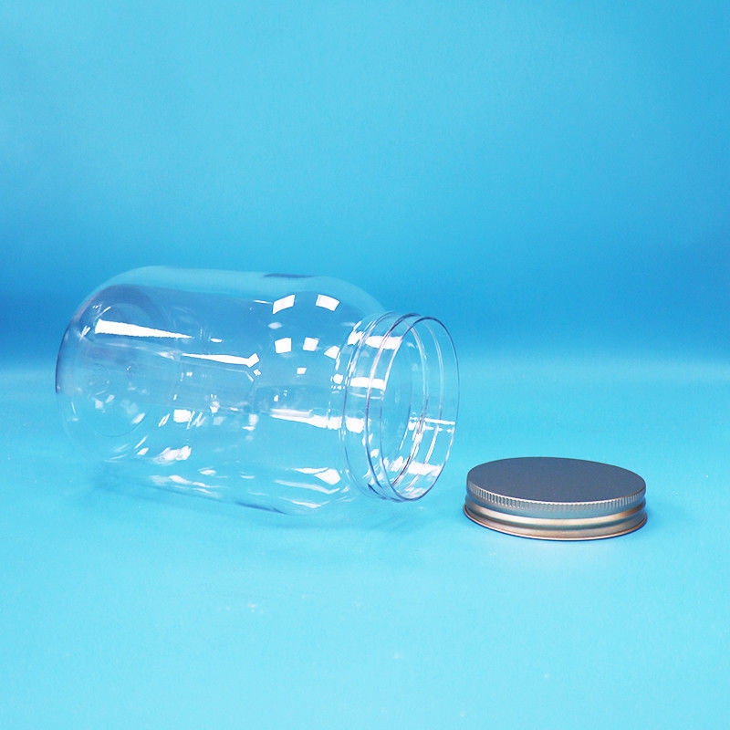 খাদ্য গ্রেড পরিষ্কার পিইটি প্লাস্টিক বৃত্তাকার জার অ্যালুমিনিয়াম স্ক্রু ফ্ল্যাট ক্যাপ খাদ্য মিষ্টি বাদাম জন্য