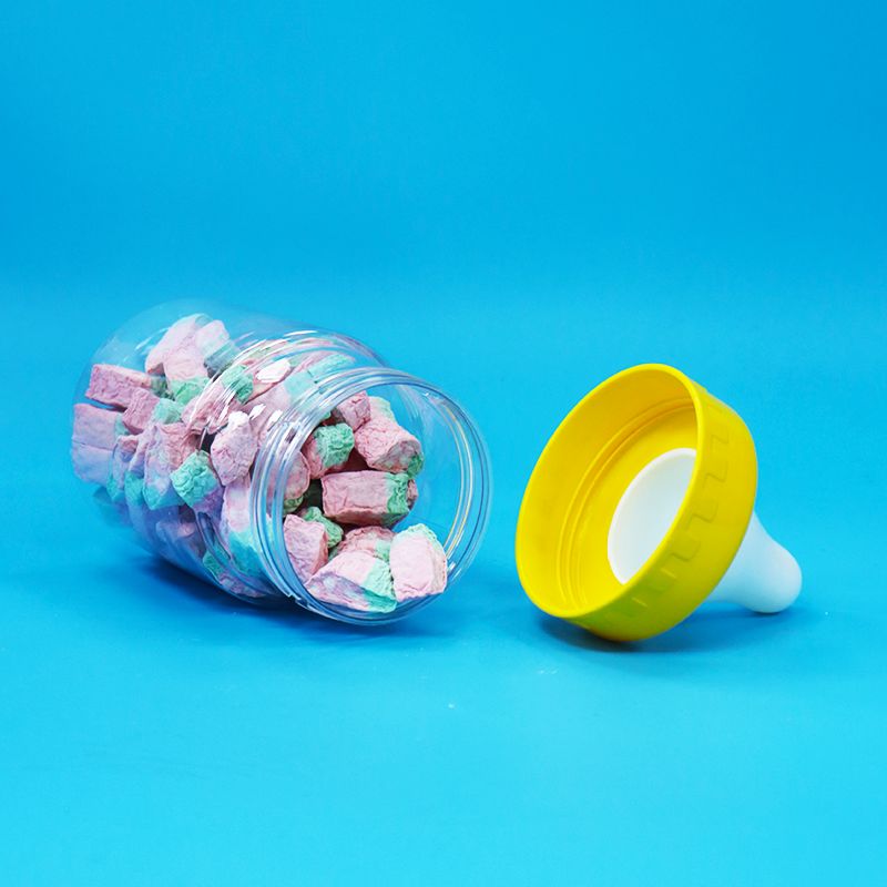 খাদ্য গ্রেড স্বচ্ছ পিইটি প্লাস্টিক সিলড জার স্ক্রু ক্যাপ খাদ্য মিষ্টি কুকি জন্য