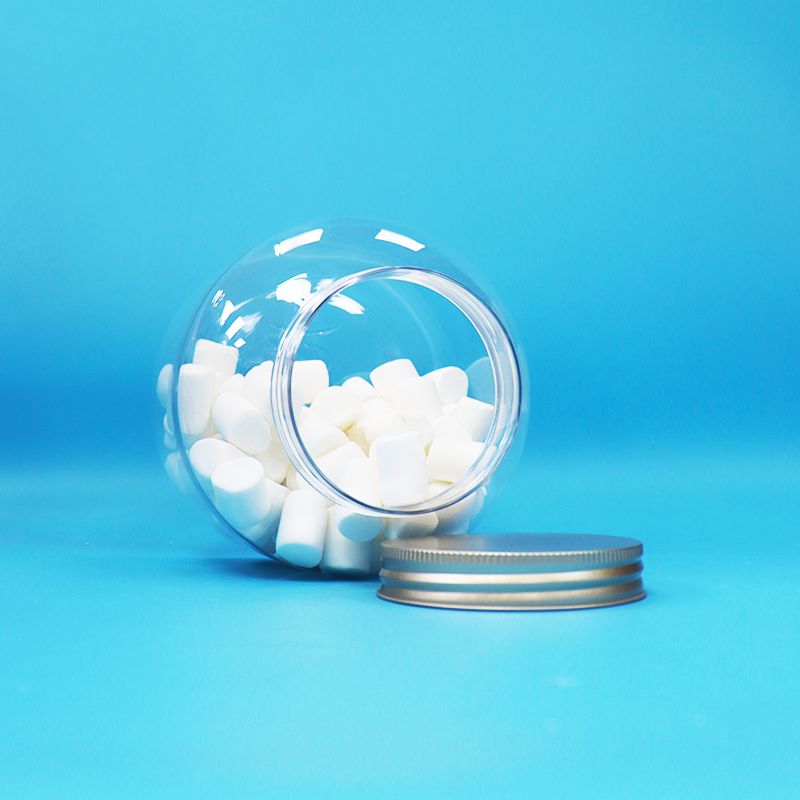 অ্যালুমিনিয়াম স্ক্রু ক্যাপ স্বচ্ছ প্লাস্টিক পিইটি গোলাকার মিষ্টি বাদাম দৈনিক খাদ্য জার পরিবেশ বান্ধব