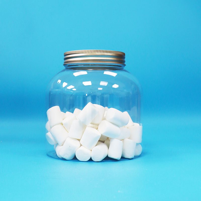 অ্যালুমিনিয়াম স্ক্রু ক্যাপ স্বচ্ছ প্লাস্টিক পিইটি গোলাকার মিষ্টি বাদাম দৈনিক খাদ্য জার পরিবেশ বান্ধব