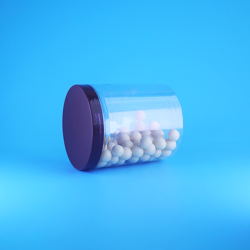 খাদ্য গ্রেড এয়ারটাইট লম্বা গোলাকার স্বচ্ছ PET প্লাস্টিক মিষ্টি শুকনো খাবারের জার স্ক্রু ফ্ল্যাট ঢাকনা