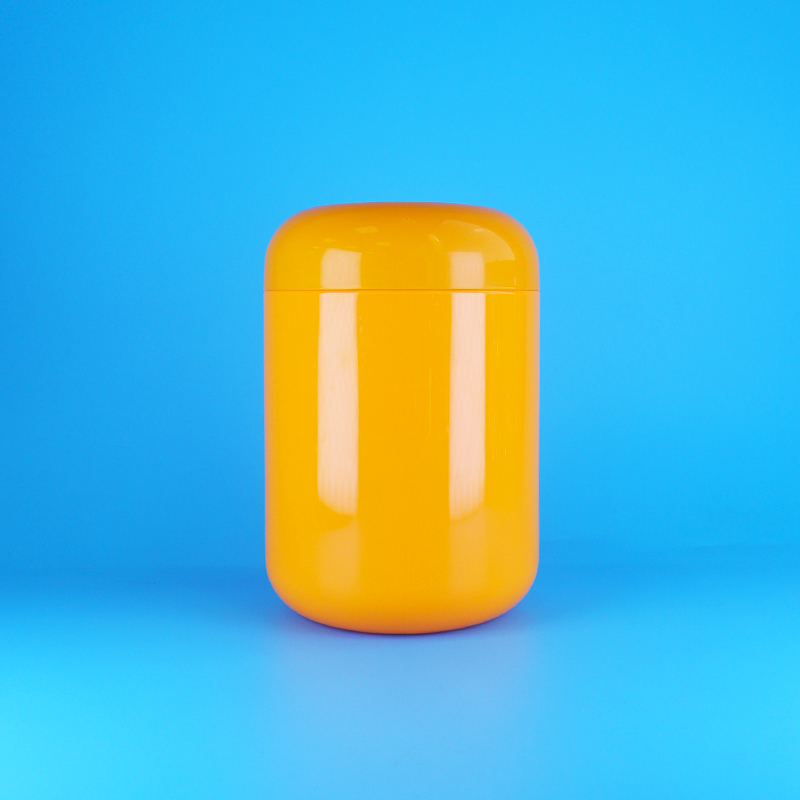 বাতাসরোধী কমলা গোলাকার আকৃতির প্লাস্টিক পিইটি কুকিজ ক্যান্ডি জার স্ক্রু কমলা ক্যাপ