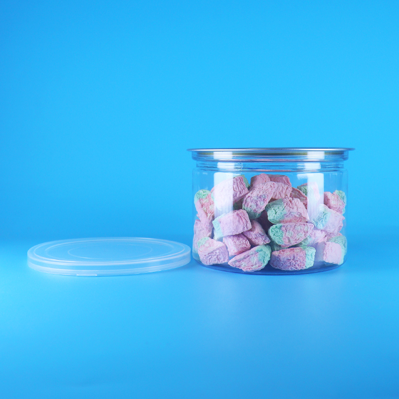 প্লাস্টিক স্বচ্ছ PET গোলাকার সহজ ওপেন ঢাকনা ফুড ক্যান্ডি কুকি স্ন্যাক চা এর জন্য