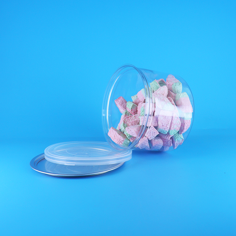 প্লাস্টিক স্বচ্ছ PET গোলাকার সহজ ওপেন ঢাকনা ফুড ক্যান্ডি কুকি স্ন্যাক চা এর জন্য