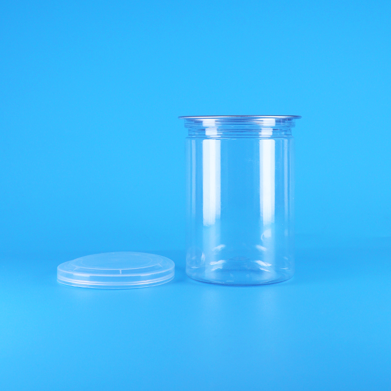 বিপিএ মুক্ত স্বচ্ছ গোলাকার পিইটি প্লাস্টিকের ক্যান্ডি, দই, বেবি ফুড, কুকিজের ক্যান, পিই ঢাকনা সহ