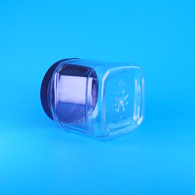 বর্গাকার স্বচ্ছ বায়ুহীন স্ক্রু ঢাকনা প্লাস্টিক স্ন্যাক কিসমিস ব্রড বিন পাইন বাদাম স্টোরেজ জার