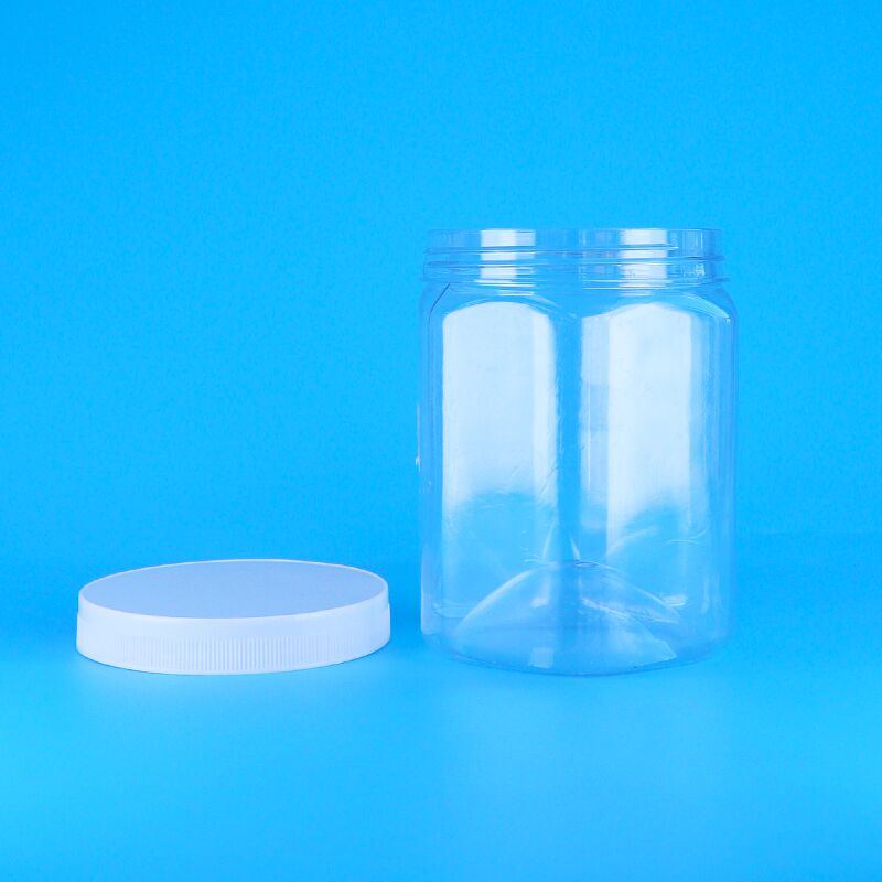 হেক্সাগোনাল আকৃতি পরিষ্কার পিইটি প্লাস্টিকের কুকিজ পেকান শুকনো ফ্রেঞ্চ ফ্রাই জার সাদা ফ্ল্যাট ঢাকনা