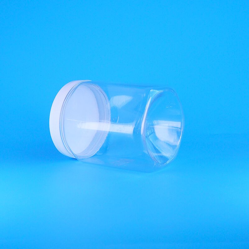 হেক্সাগোনাল আকৃতি পরিষ্কার পিইটি প্লাস্টিকের কুকিজ পেকান শুকনো ফ্রেঞ্চ ফ্রাই জার সাদা ফ্ল্যাট ঢাকনা