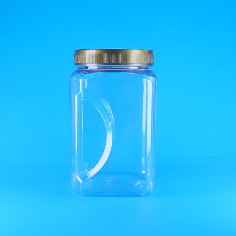 পিইটি বর্গক্ষেত্র আকৃতির স্বচ্ছ বাদামী ঢাকনা প্লাস্টিক খাদ্য গ্রেড কুকিজ বাদাম শুকনো ফল জার