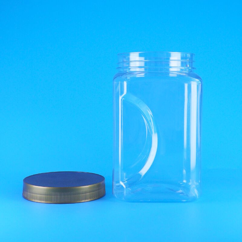 পিইটি বর্গক্ষেত্র আকৃতির স্বচ্ছ বাদামী ঢাকনা প্লাস্টিক খাদ্য গ্রেড কুকিজ বাদাম শুকনো ফল জার