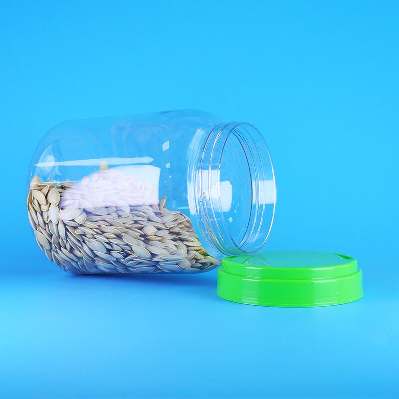 স্ক্রু ফ্ল্যাট ক্যাপ ফুড লোডিং ক্লিয়ার কফি মিষ্টি শুকনো খাদ্য পিইটি গোলাকার প্লাস্টিকের জার